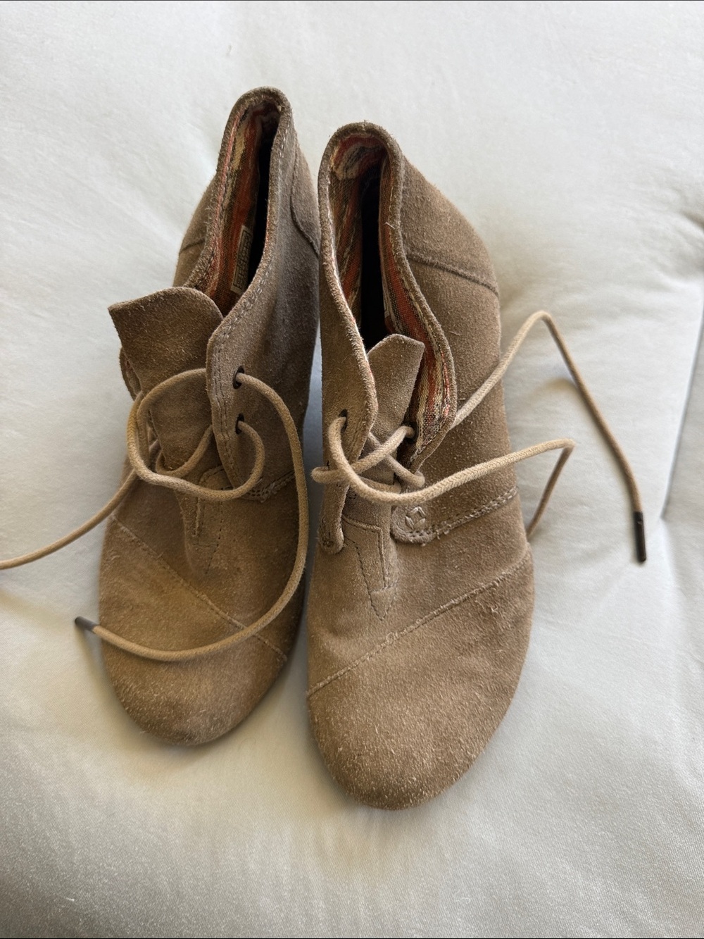 Toms Women’s Suede Lace-Up Ankle Booties in Taupe